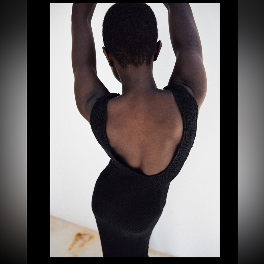 LONG V-NECK DRESS WITH STRAPS - Picture 6 of 9